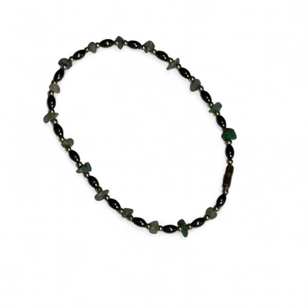 Vintage 90s Green Beaded Anklet‎